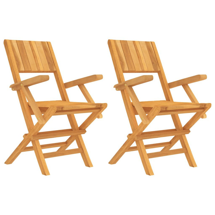 Marlow Home Co. Vendramin Solid Wood Patio Folding Chair Folding Chair